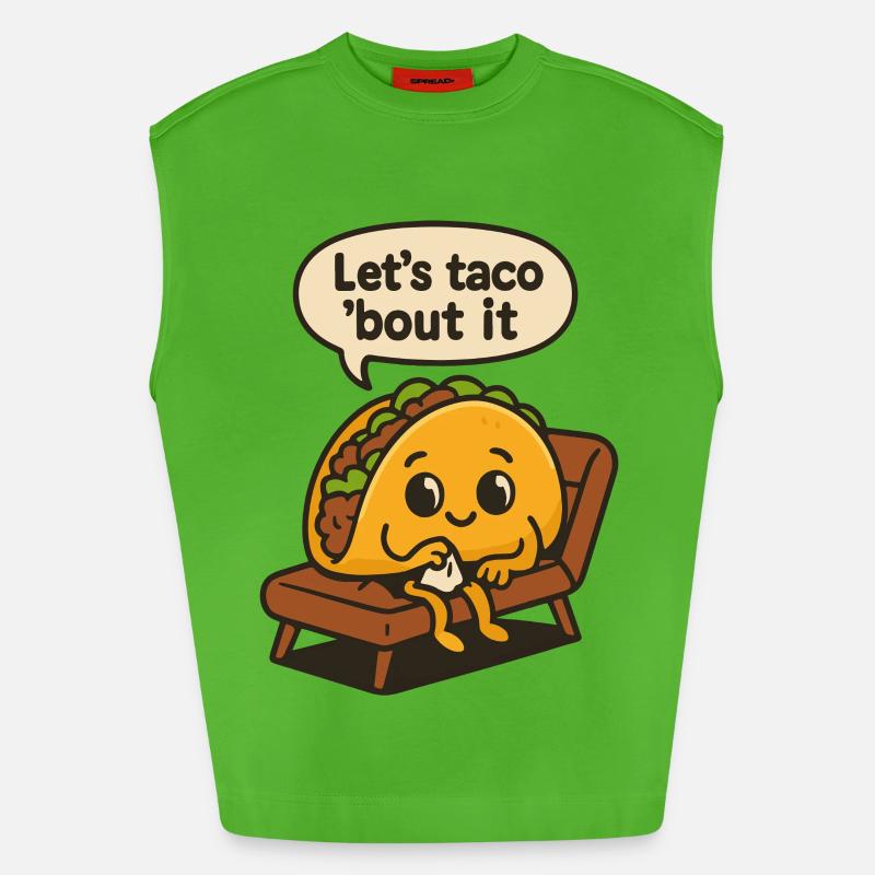 Let's Taco' Bout It Art - Heavyweight Oversized Organic Tank Top Made in EU - Apple Neon