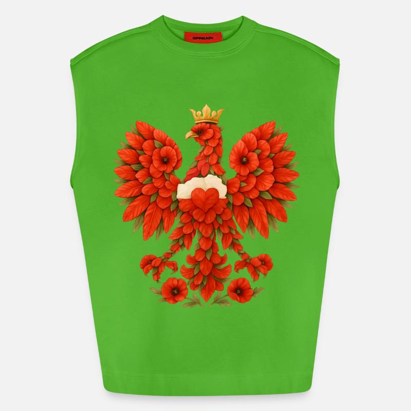 Polnischer Adler aus rotem Mohn - Heavyweight Oversized Organic Tank Top Made in EU - Apple Neon