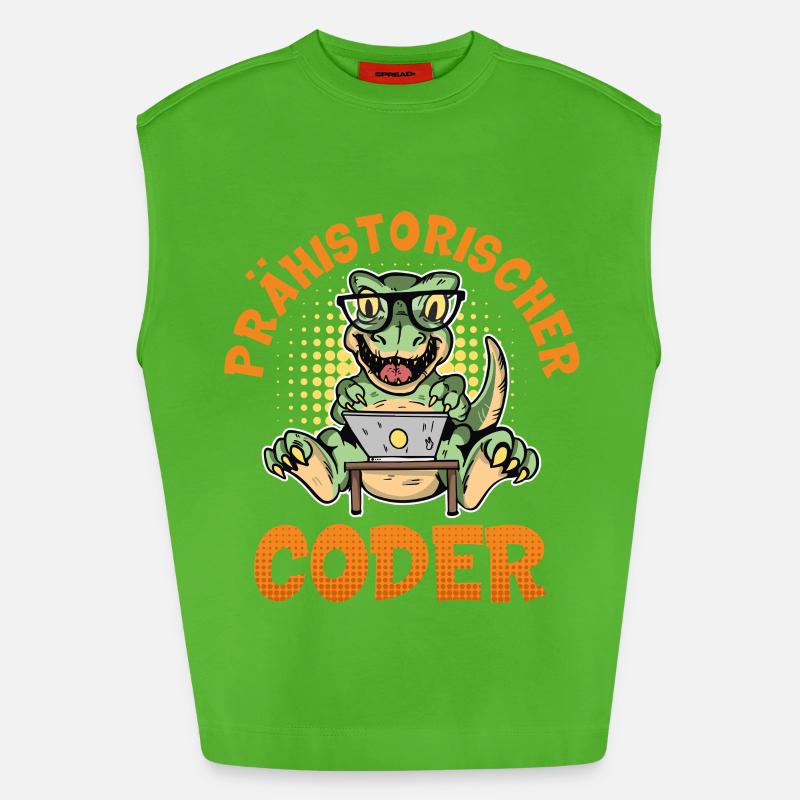 Programmation PRÉHISTORIQUE : Divertissement du CODER - Débardeur bio épais oversize fabriqué en UE - Apple Neon