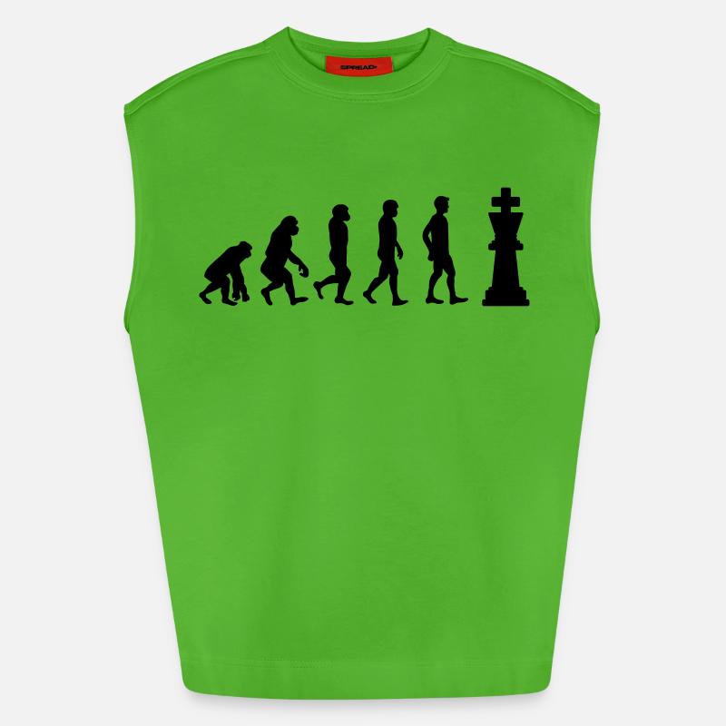 Evolution du jeu d’échecs - Débardeur bio épais oversize fabriqué en UE - Apple Neon