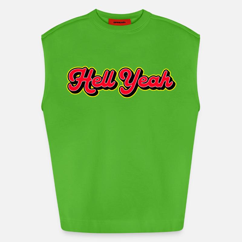 Hell Yeah 3D Retro Script - Heavyweight Oversized Organic Tank Top Made in EU - Apple Neon