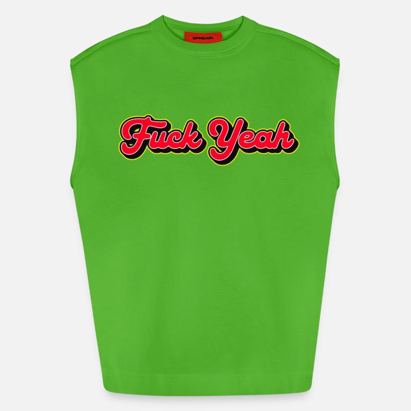 Fuck Yeah 3D Red Script - Heavyweight Oversized Organic Tank Top Made in EU - Apple Neon