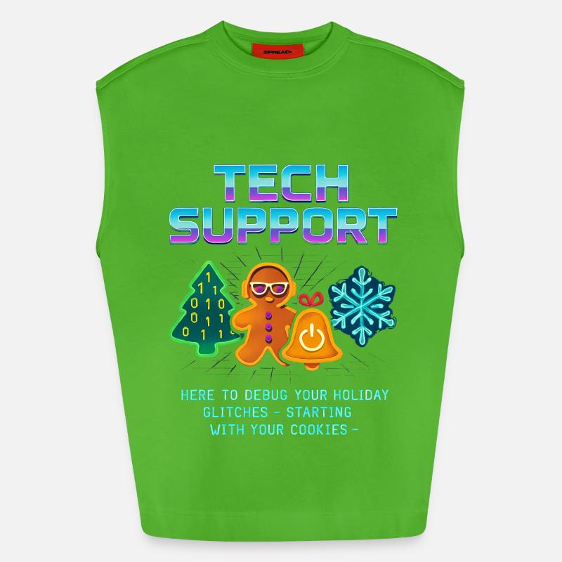 Funny Technical Support Debug Christmas - Heavyweight Oversized Organic Tank Top Made in EU - Apple Neon