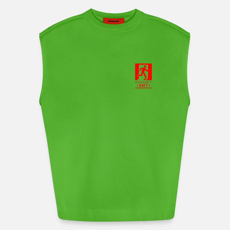 Emergency EXIT Basic Red - Débardeur bio épais oversize fabriqué en UE - Apple Neon