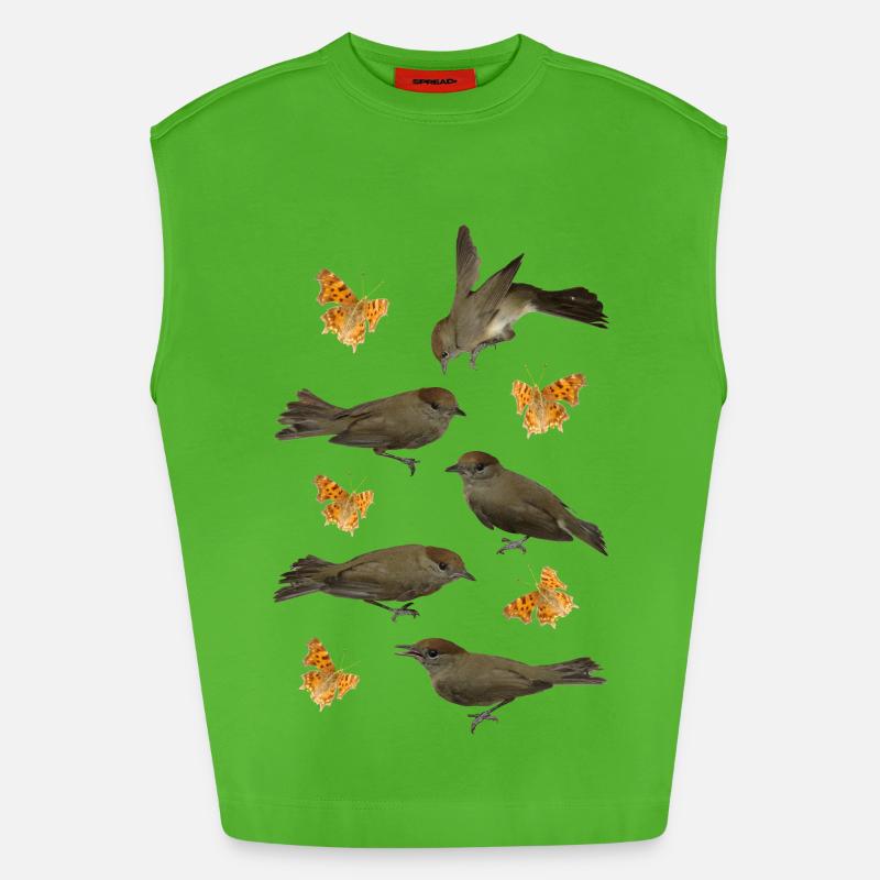 Blackcap with C-butterfly - Heavyweight Oversized Organic Tank Top Made in EU - Apple Neon