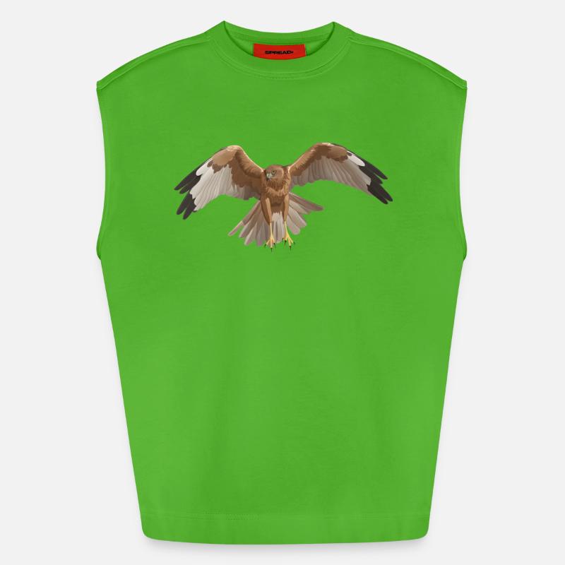 Marsh Harrier Circus aeruginosus - Heavyweight Oversized Organic Tank Top Made in EU - Apple Neon