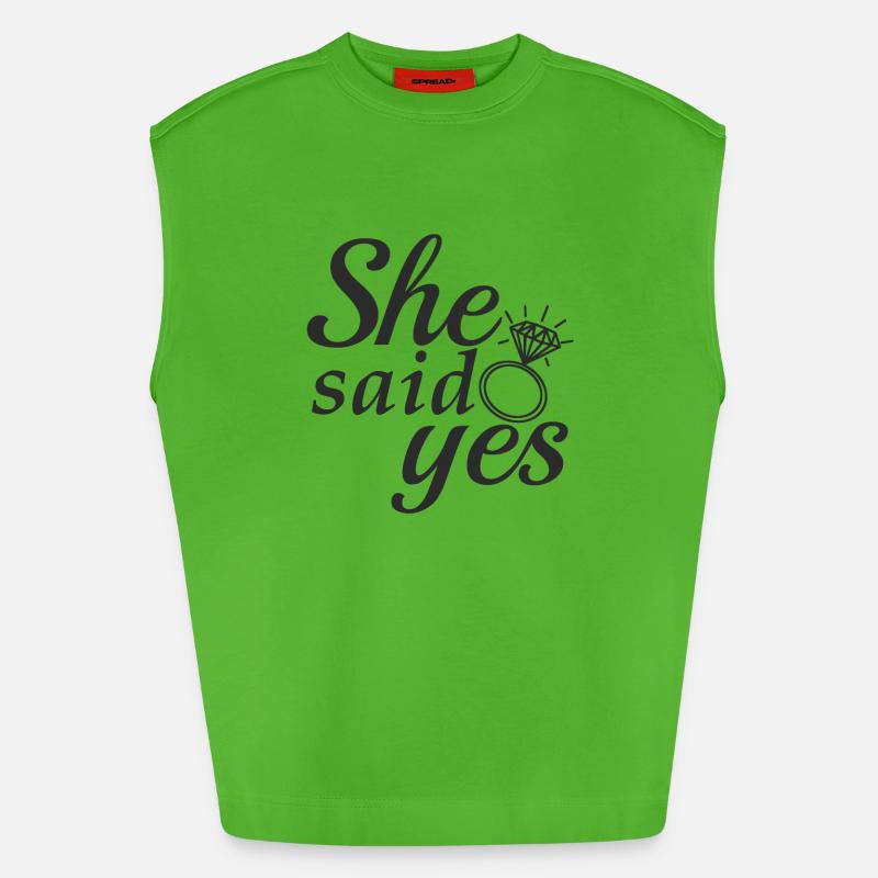 She said yes! - Heavyweight Oversized Organic Tank Top Made in EU - Apple Neon