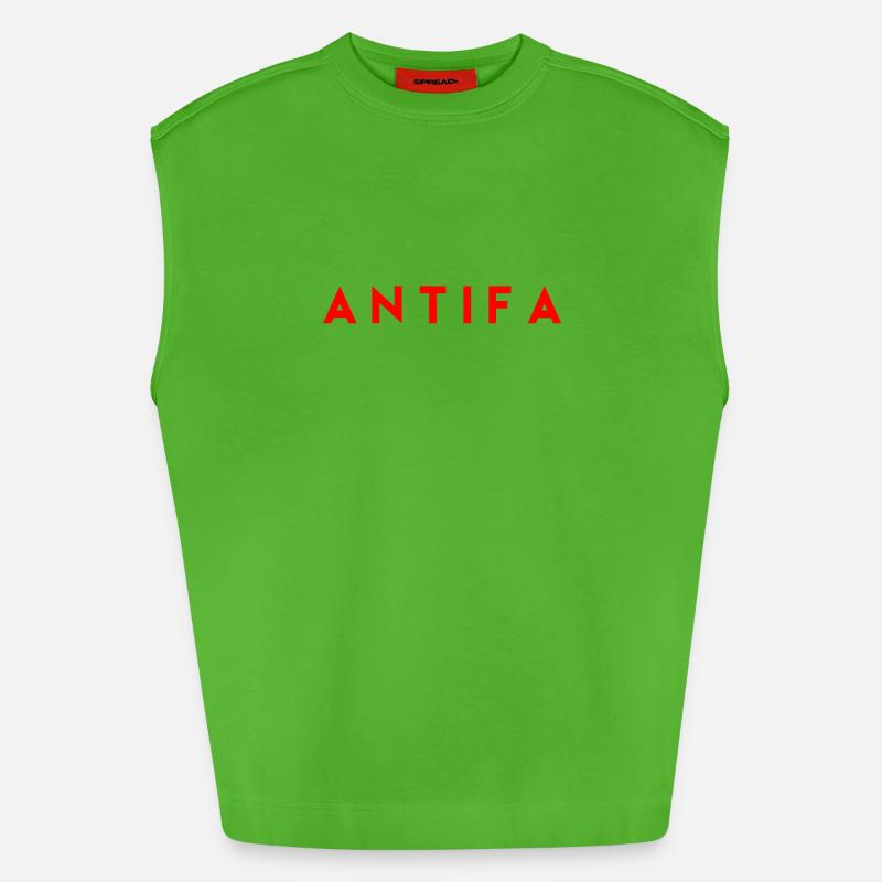 Antifa - Heavyweight Oversized Organic Tank Top Made in EU - Apple Neon
