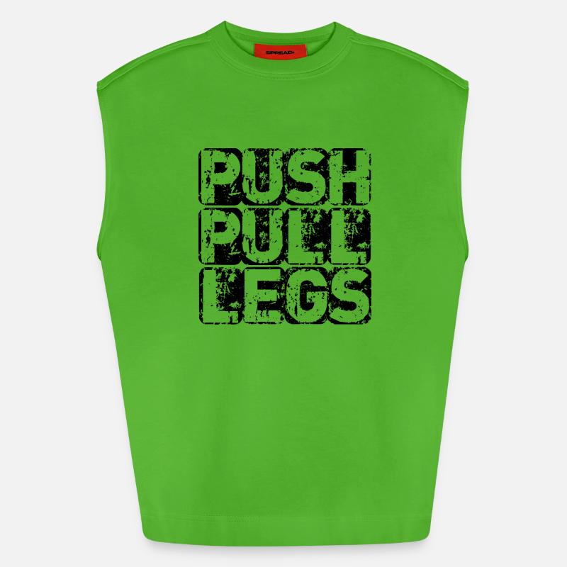 PUSH PULL LEG - Heavyweight Oversized Organic Tank Top Made in EU - Apple Neon