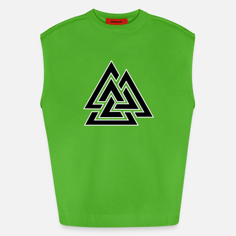 Triangular intertwined pattern - Heavyweight Oversized Organic Tank Top Made in EU - Apple Neon