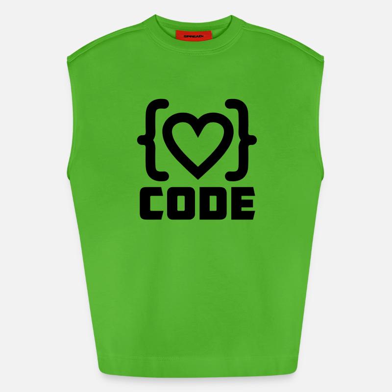 Herzprogrammierer Code Logo mit Text CODE - Heavyweight Oversized Organic Tank Top Made in EU - Apple Neon