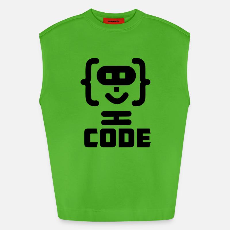 Hacker-Programmierer-Code-Logo mit Text CODE - Heavyweight Oversized Organic Tank Top Made in EU - Apple Neon