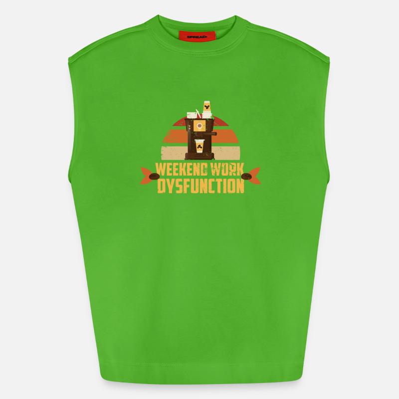 Weekend work ! Dysfunction - Heavyweight Oversized Organic Tank Top Made in EU - Apple Neon