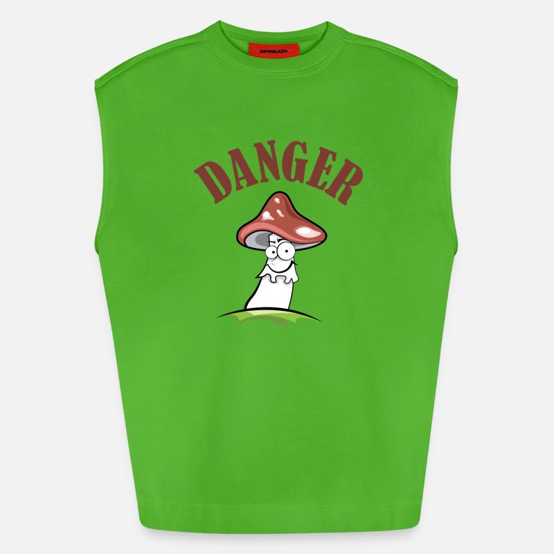 Toadstool danger symbol comic funny - Heavyweight Oversized Organic Tank Top Made in EU - Apple Neon