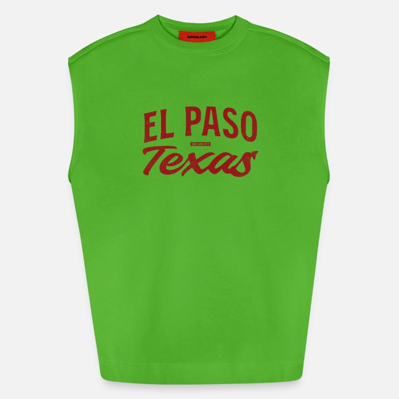 El Paso Texas Retro Script - Heavyweight Oversized Organic Tank Top Made in EU - Apple Neon