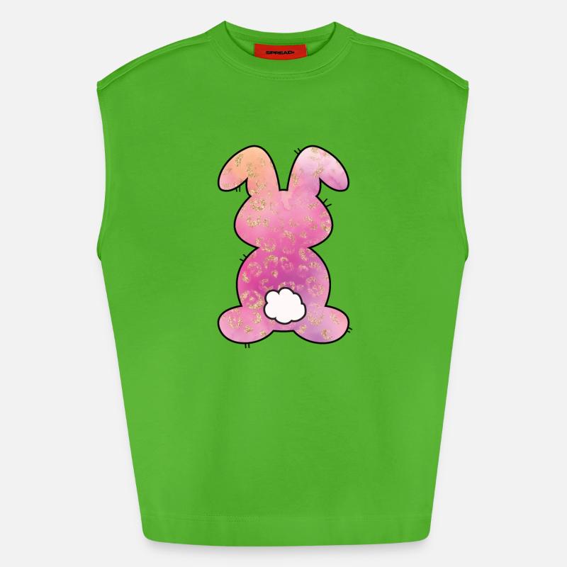 Leopard Pattern Rabbit Easter - Heavyweight Oversized Organic Tank Top Made in EU - Apple Neon