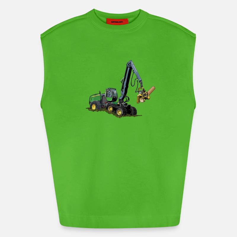 Moissonneuse-batteuse, Moissonneuse-batteuse - Débardeur bio épais oversize fabriqué en UE - Apple Neon