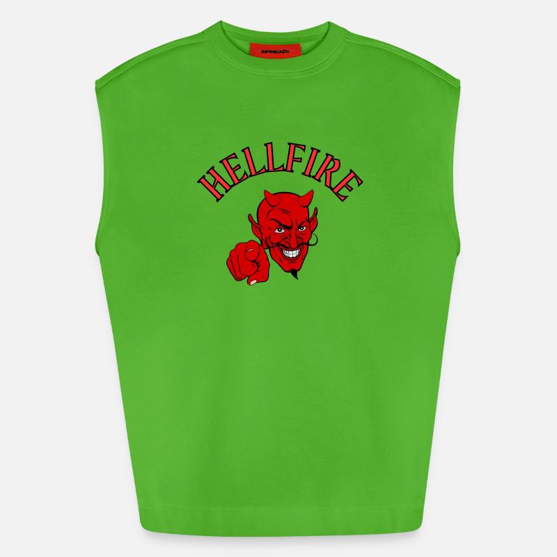 Devil, Satan, Devil, Hellfire - Heavyweight Oversized Organic Tank Top Made in EU - Apple Neon