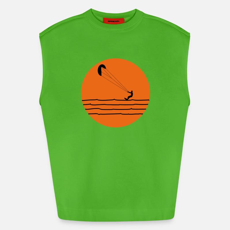Kitesurfing - Heavyweight Oversized Organic Tank Top Made in EU - Apple Neon