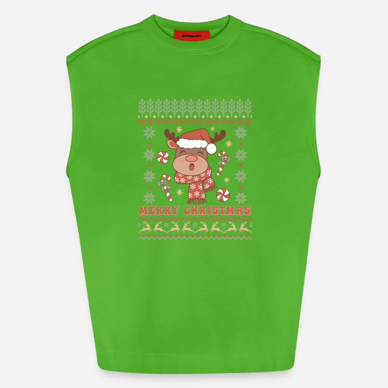 Pull de Noël moche - Débardeur bio épais oversize fabriqué en UE - Apple Neon