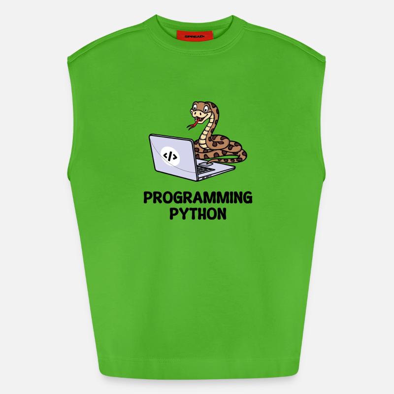 Developer Funny Sayings Programmer Computer - Heavyweight Oversized Organic Tank Top Made in EU - Apple Neon
