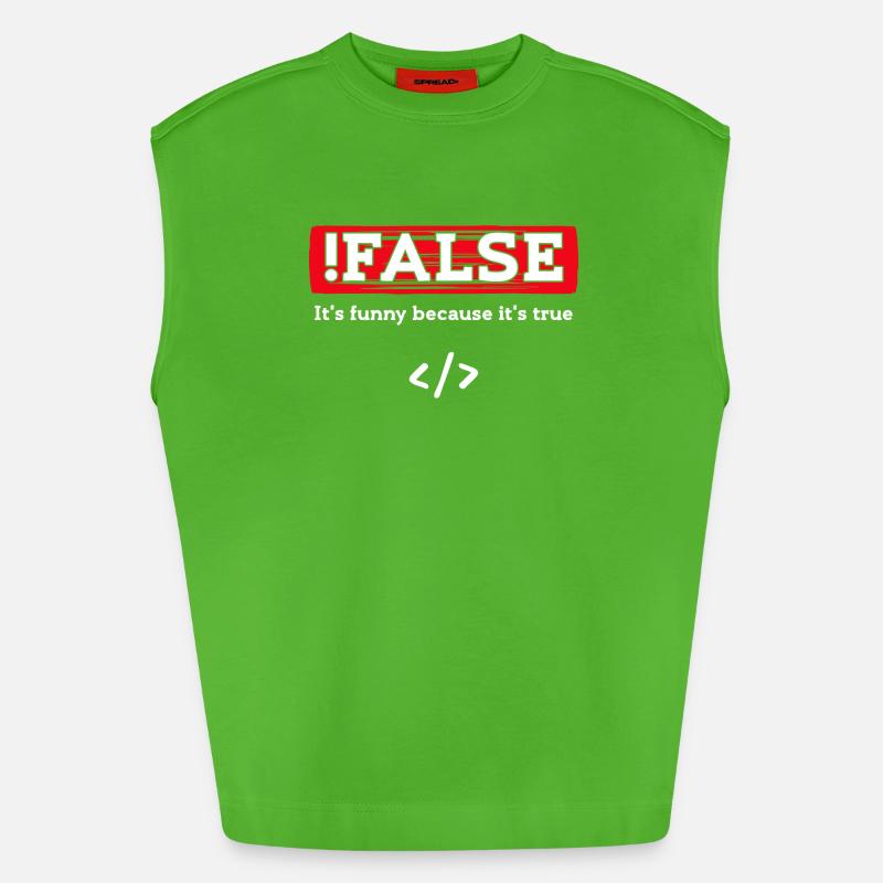 Debug Skripting Statement Developer Code Nerd - Heavyweight Oversized Organic Tank Top Made in EU - Apple Neon