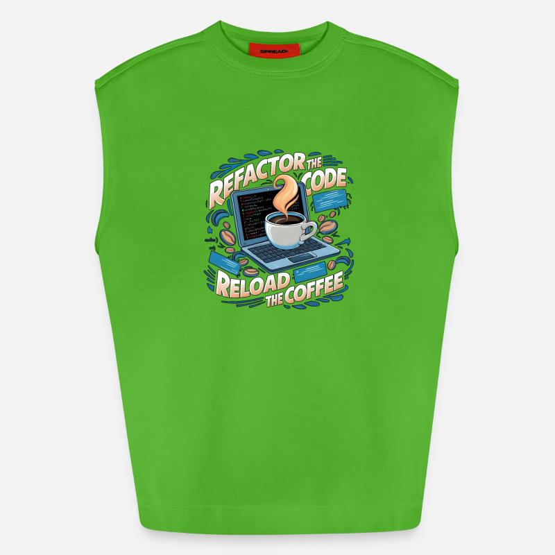 Programmers generate code from coffee - Heavyweight Oversized Organic Tank Top Made in EU - Apple Neon