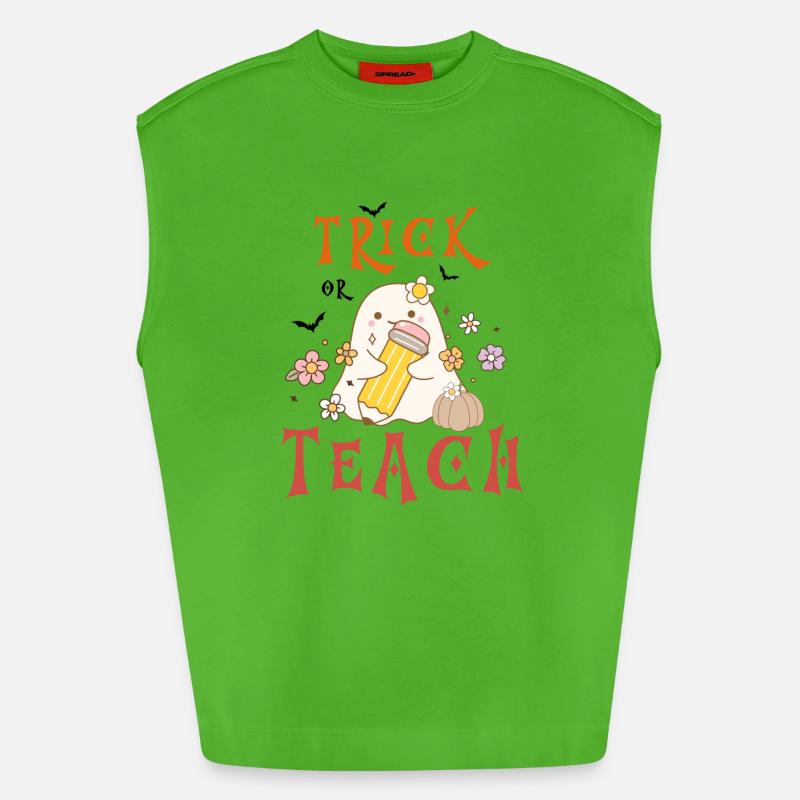 Halloween-Lehrer austricksen oder unterrichten - Heavyweight Oversized Organic Tank Top Made in EU - Apple Neon