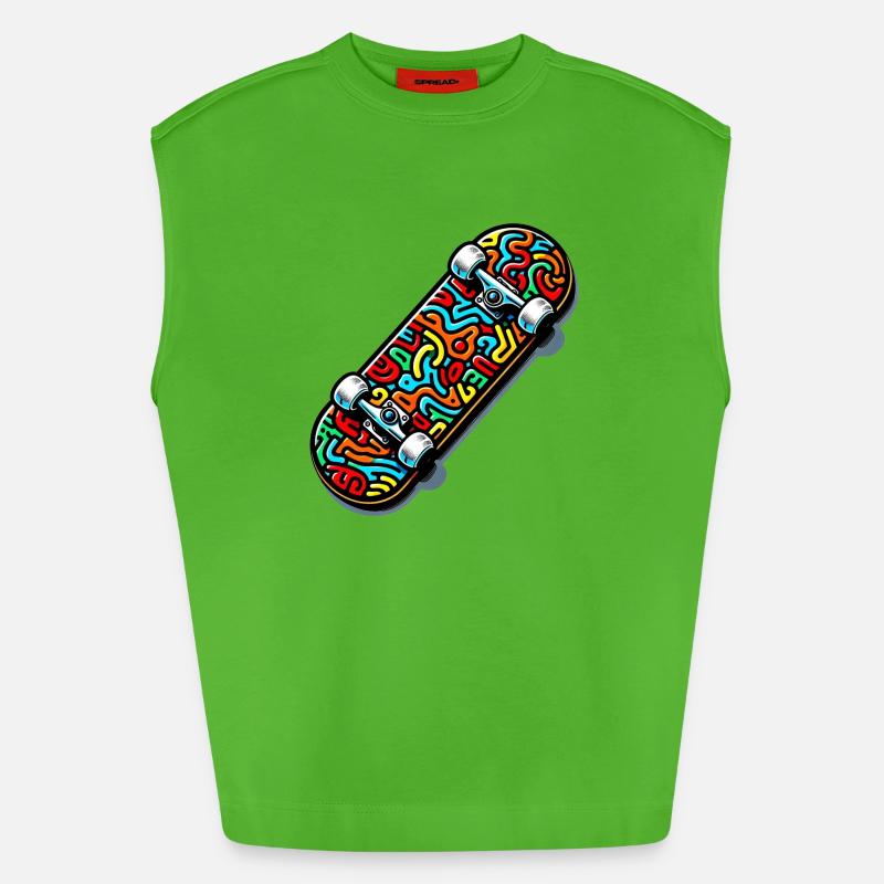Skateboard - Heavyweight Oversized Organic Tank Top Made in EU - Apple Neon