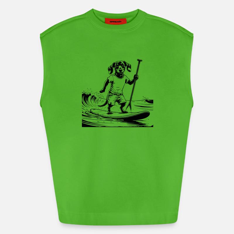 SUP SURFING - Heavyweight Oversized Organic Tank Top Made in EU - Apple Neon