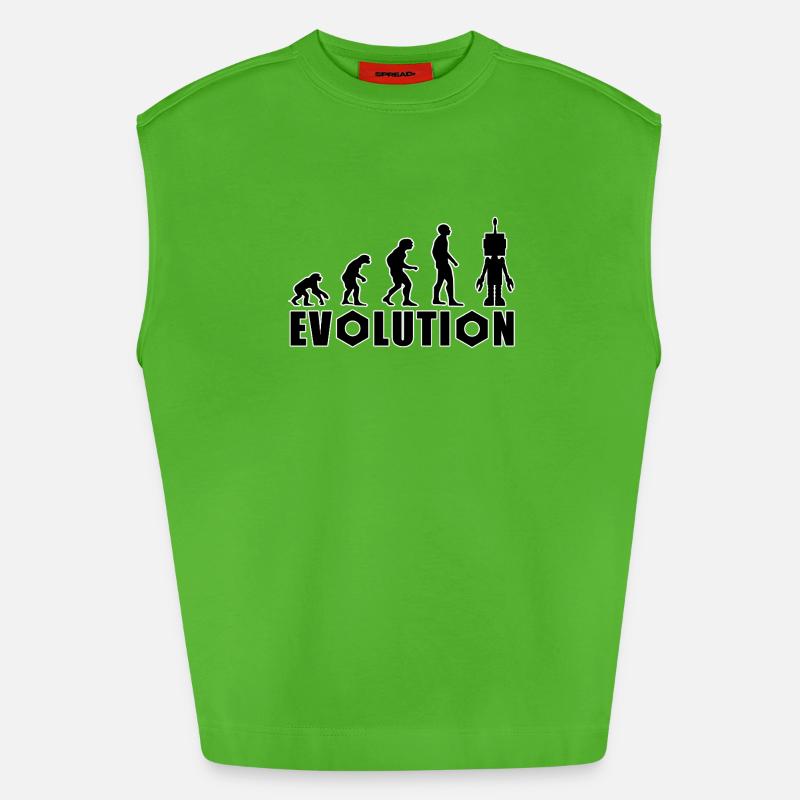 Evolution from human to android - Heavyweight Oversized Organic Tank Top Made in EU - Apple Neon