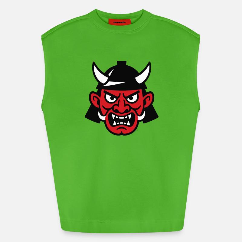 Samurai Devil - Heavyweight Oversized Organic Tank Top Made in EU - Apple Neon