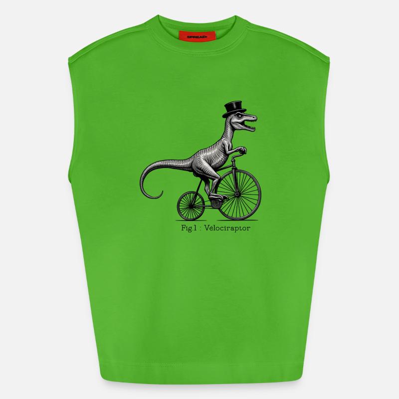 Velociraptor - Heavyweight Oversized Organic Tank Top Made in EU - Apple Neon