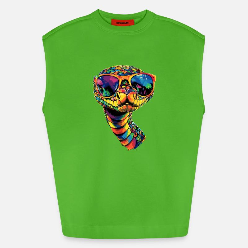 snake, python, cobra, rattlesnake, snakes - Heavyweight Oversized Organic Tank Top Made in EU - Apple Neon