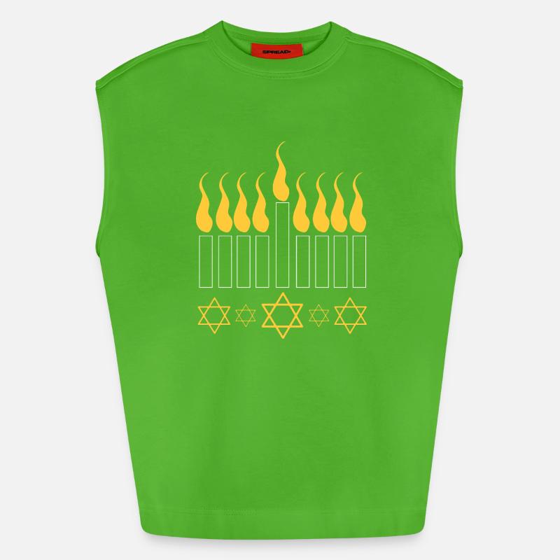 Hanoukka Hanoukka Hanoukka - Débardeur bio épais oversize fabriqué en UE - Apple Neon