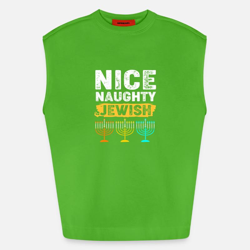 Hanoukka Hanoukka Hanoukka - Débardeur bio épais oversize fabriqué en UE - Apple Neon