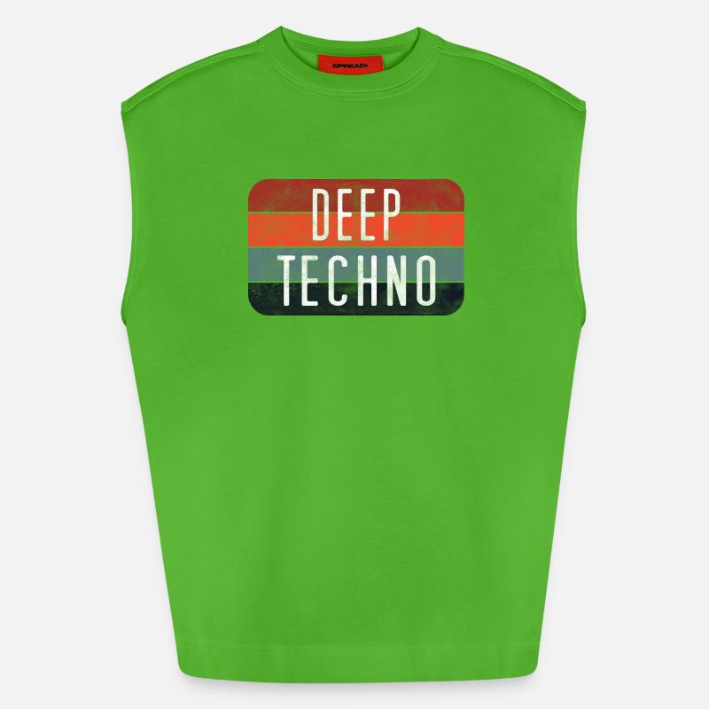 Deep Techno Gradient Stripes - Heavyweight Oversized Organic Tank Top Made in EU - Apple Neon