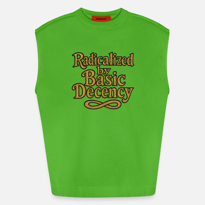 Radicalized by Basic Decency - Heavyweight Oversized Organic Tank Top Made in EU - Apple Neon