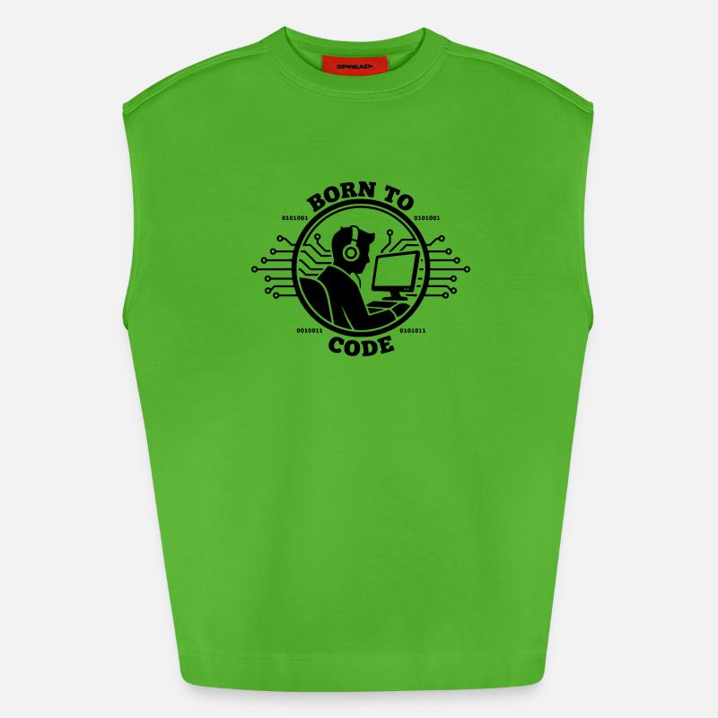 Codeur né pour coder Programmeur - Débardeur bio épais oversize fabriqué en UE - Apple Neon