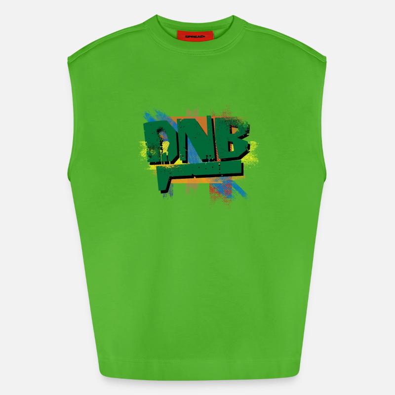 Explosion de graffitis DNB - Débardeur bio épais oversize fabriqué en UE - Apple Neon