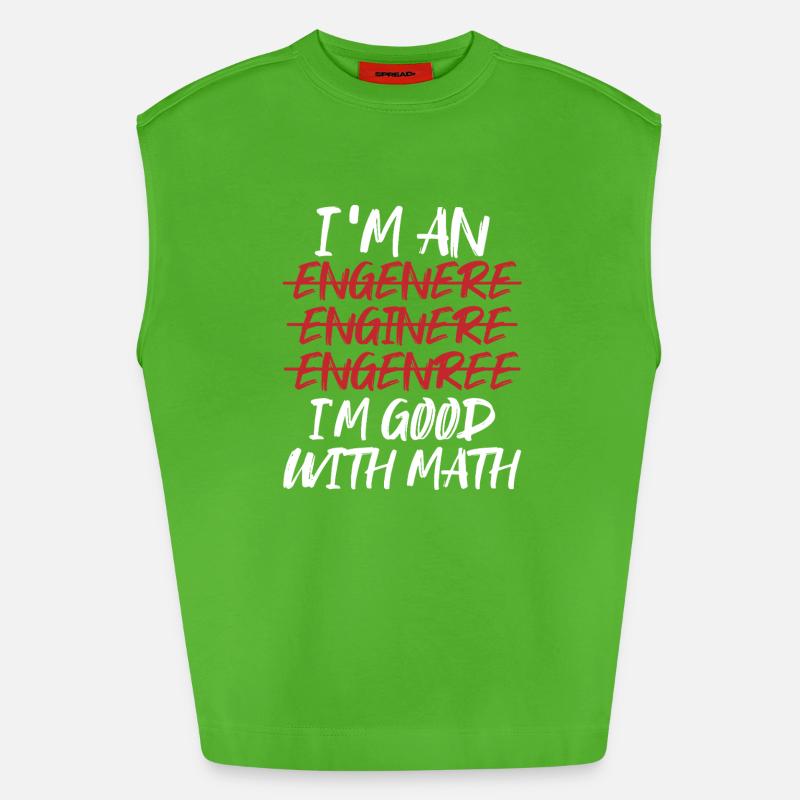 Math Math Math Teacher Mathematician - Heavyweight Oversized Organic Tank Top Made in EU - Apple Neon