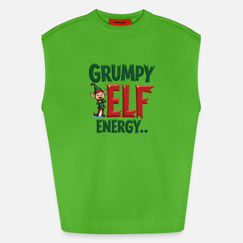 Grumpy Elf Energy Grumpy Imp - Heavyweight Oversized Organic Tank Top Made in EU - Apple Neon