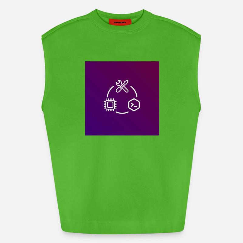 TechKreis Chip Code Tool - Heavyweight Oversized Organic Tank Top Made in EU - Apple Neon