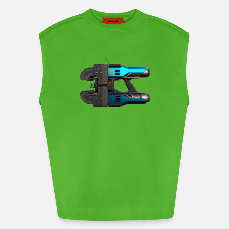 Space Drop Lasercutter - Heavyweight Oversized Organic Tank Top Made in EU - Apple Neon