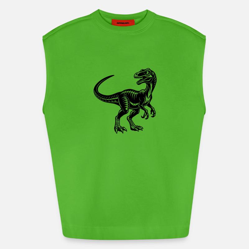 Velociraptor - Heavyweight Oversized Organic Tank Top Made in EU - Apple Neon