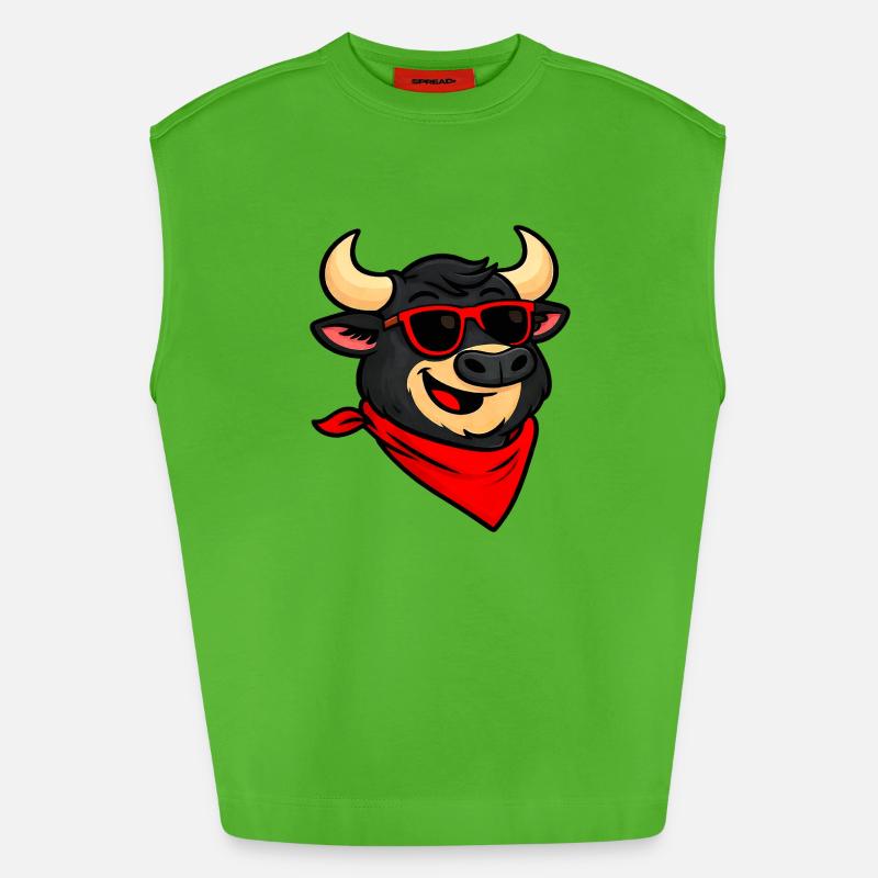 Feria taurus humour - Heavyweight Oversized Organic Tank Top Made in EU - Apple Neon