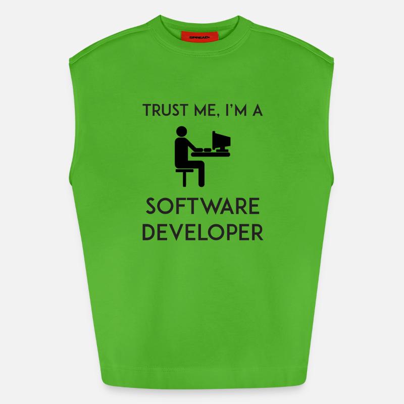Trust Me I'm a Software Developer - Heavyweight Oversized Organic Tank Top Made in EU - Apple Neon