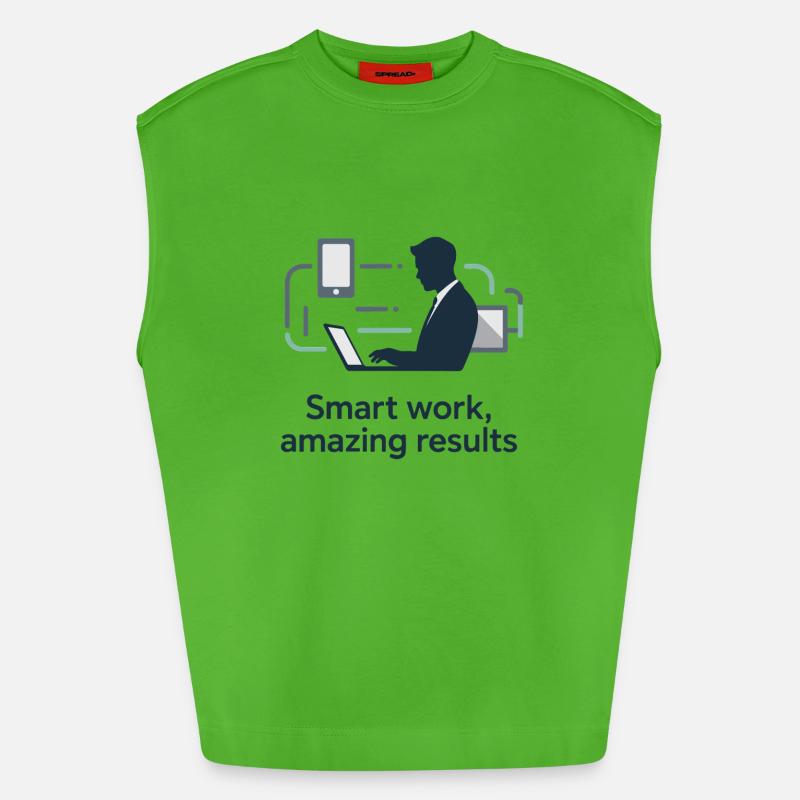 Smart Work Tech Silhouette - Heavyweight Oversized Organic Tank Top Made in EU - Apple Neon