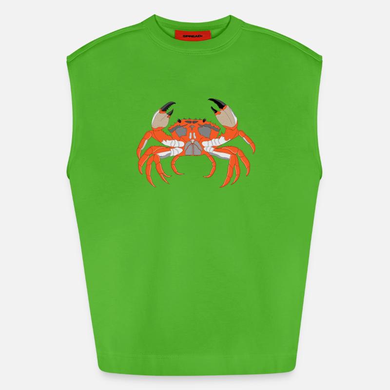 Crab Print - Heavyweight Oversized Organic Tank Top Made in EU - Apple Neon