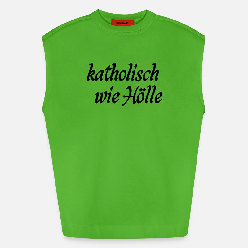Catholic as hell - Heavyweight Oversized Organic Tank Top Made in EU - Apple Neon